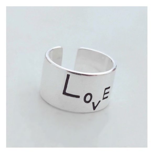 Silver Wide Print LOVE Inspirational Ring - Picture 4 of 4